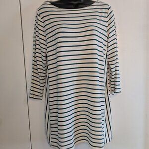 EUC J. Jill Wearever Collection Cream Emerald Green Striped  Size M